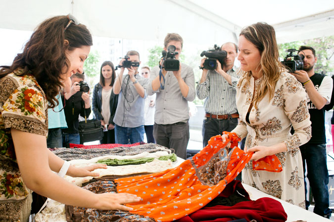 It took over a month to collect all the dresses to hang in the art installation.