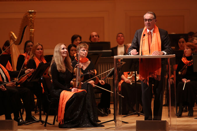 UN Deputy Secretary-General Jan Eliasson introduced the star-studded ensemble. Photo: UN Women/Ryan Brown