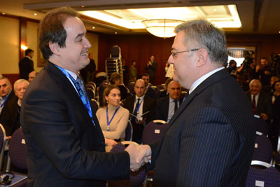UN Women Deputy Executive Director Yannick Glemarec with David Usupashvili, the Speaker of the Parliament of Georgia. Photo: Sergo Sardlishvili