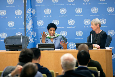 Executive Director Phumzile Mlambo-Ngcuka speaks at press conference