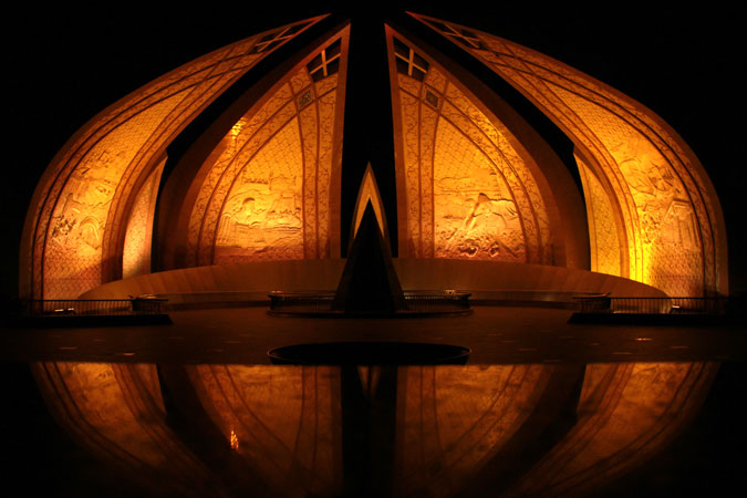 The National Monument of Pakistan was lit in orange on the eve of 25 November 2015, to raise awareness around preventing and eliminating violence against women and girls. Photo: UN Women/Atif Mansoor Khan