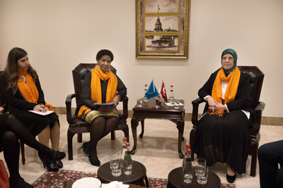 UN Women Executive Director Phumzile Mlambo-Ngcuka with Sema Ramazanoğlu, Turkey’s Minister for Family and Social Policies. Photo: UN Women/Ventura Formicone