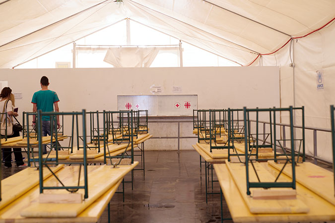 The kitchen area in the Vinojug Transit Centre reception area. Photo: Mirjana Nedeva