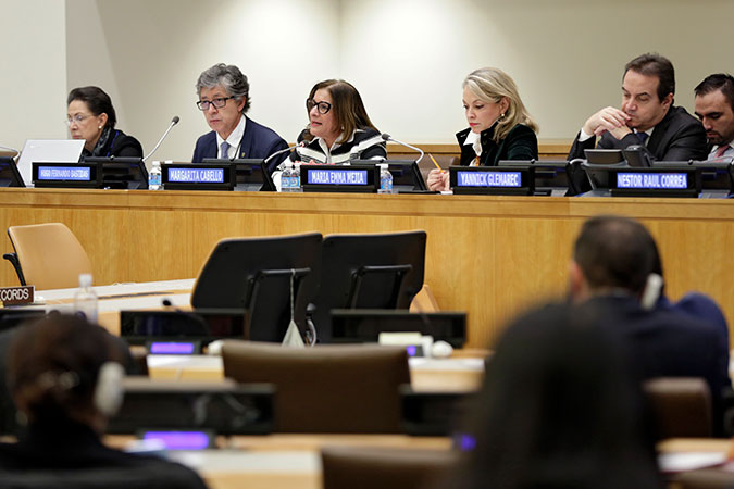 Panelists at the side event, Justice and Gender Equality to Build Peaceful Scenarios for Development: The Colombian Case. Photo: UN Women/Ryan Brown