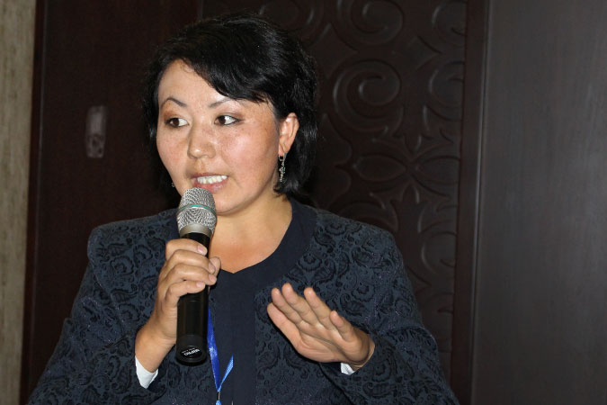 Tursunai Akmatova on RWEE trainings for deputies of local councils, Bishkek, Kyrgyzstan. Photo: UN Women Kyrgyzstan