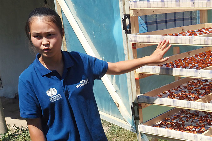 Diana Ruslan Kyzy, a peer educator. Photo: UN Women Kyrgyzstan/Gerald Gunther