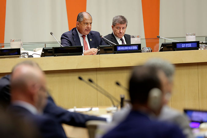 Luis Guillermo Solís Rivera, President, Costa Rica and Co-Chair, UN Panel on Women's Economic Empowerment and Guy Ryder, Director-General, ILO. Photo: UN Women/Ryan Brown