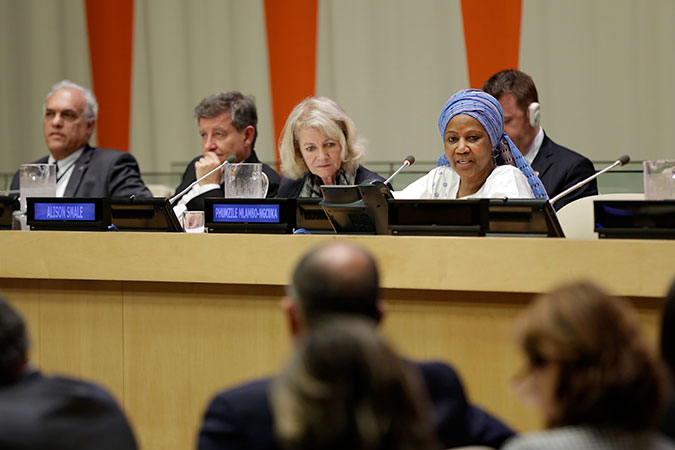 UN Women Executive Director Phumzile Mlambo-Ngcuka at the launch Equal Pay International Coalition (EPIC) on 18 September, 2017. Photo: UN Women/Ryan Brown