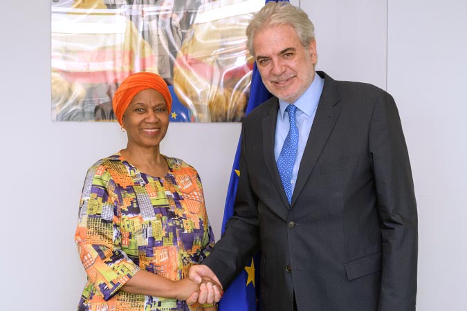 UN Women Executive Director Phumzile Mlambo-Ngcuka with European Union Commissioner Christos Stylianides. Photo: European Union / Georges Boulougouris