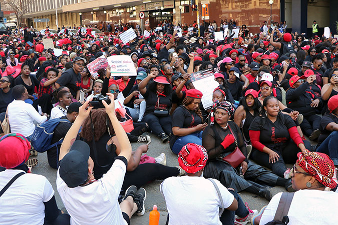 Protesters fill the streets on a 1 August 2018 march against gender-based violence in South Africa. Photo: UN South Africa/Eunice Namugwe