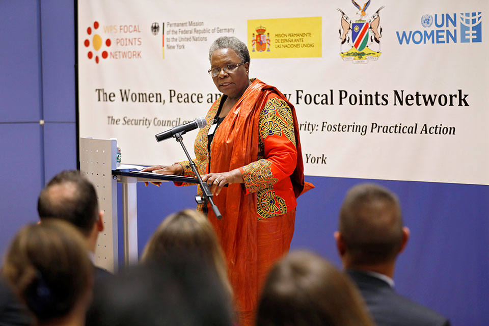 Deputy Prime Minister and Minister of International Relations and Cooperation of Namibia, Netumbo Nandi-Ndaitwah, gives opening remarks at “The Security Council and Women, Peace and Security: Fostering Practical Action” Photo UN Women: Ryan Brown