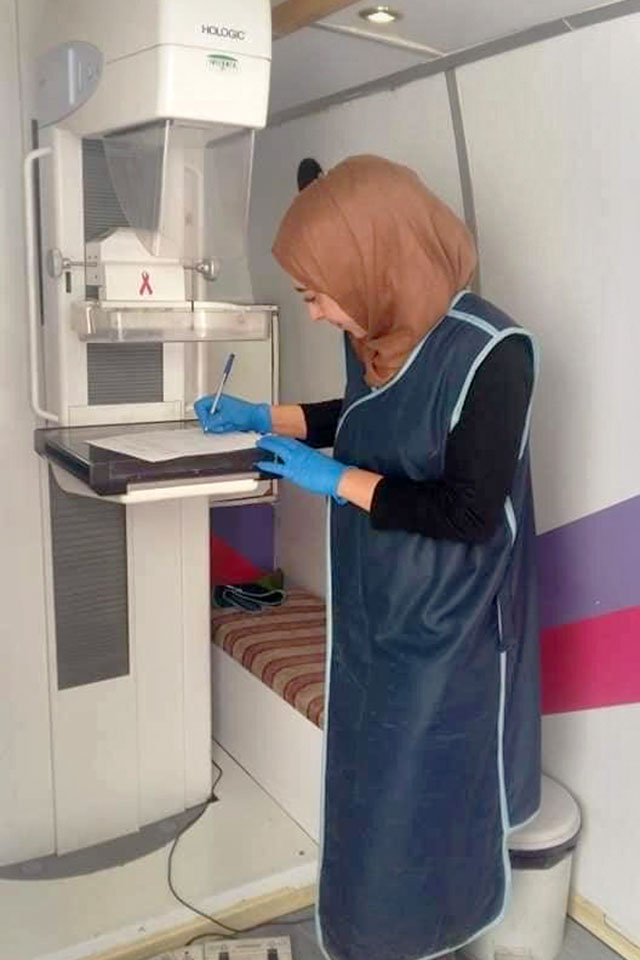 Ilham Edaes works to provide the hardest-to-reach communities with a mobile clinic that offers breast cancer screening. Photos Courtesy Ilham Edaes and Amer El Farrargy