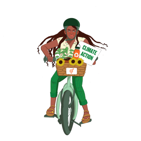illustrated Generation Equality climate action hero