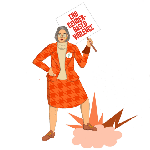 illustration of a Generation Equality anti-violence hero