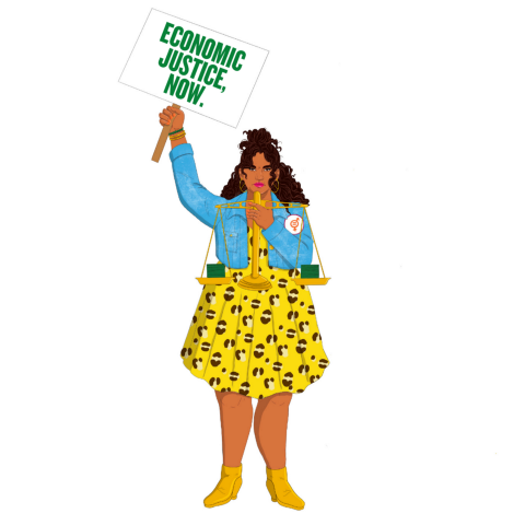 illustration of a Generationa Equality Economic justice hero