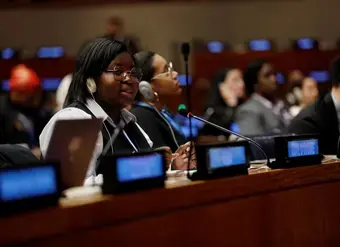 A youth leader speaks at CSW70