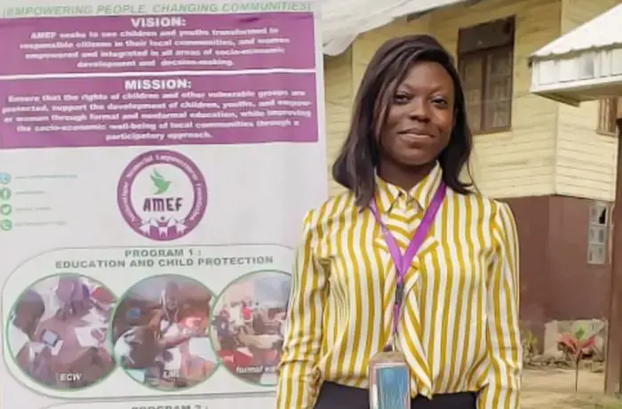 Ms. Theresia Ngoe, Livelihood and Empowerment Officer at the Authentique Memorial Empowerment Foundation, a CERF partner on gender-based violence prevention and response in Cameroon. Photo courtesy of Theresia Ngoe.