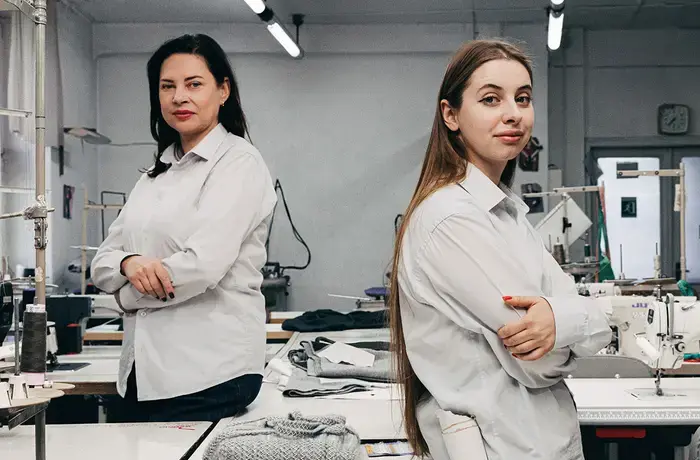 In Lviv, scientist, lawyer, public activist, and human rights defender Iryna Periv (pictured at right) and Iryna Andrusiak,  lawyer and researcher specializing in gender issues (pictured at left), run a business with a goal of making “lingerie about health, not sexualization.” Photo: UN Women/Nadia Berska