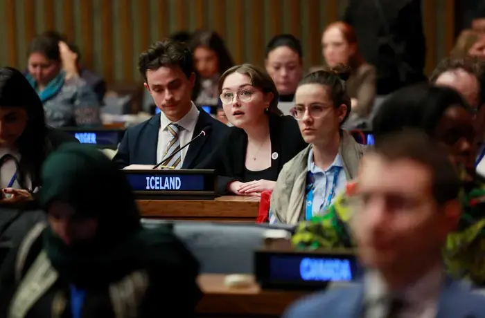 Scenes from the CSW69 High-level interactive dialogue with youth representatives on 14 March. The interactive dialogue reflected on the progress made since the adoption of the Beijing Declaration and Platform for Action with youth representatives sharing insights, voicing challenges, and proposing innovative solutions to persistent issues such as gender-based violence, access to education, and economic empowerment. Photo: UN Women/Ryan Brown