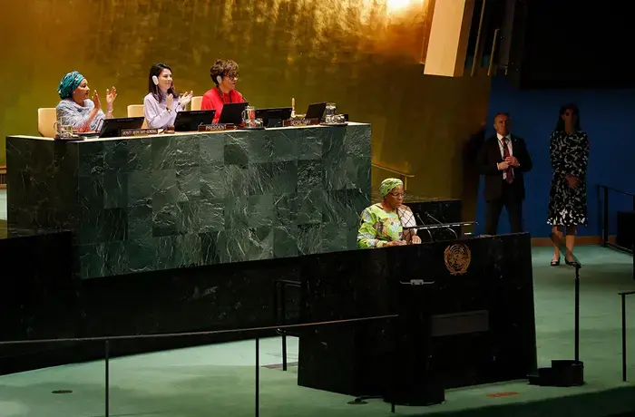 Women leaders oversee an event at the UN