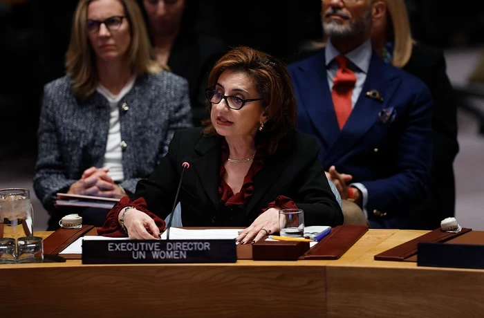 UN Under-Secretary-General and UN Women Executive Director Sima Bahous delivers remarks to the Security Council open debate on women and peace and security, UN headquarters, 27 October 2026. Photo: UN Women/Ryan Brown.