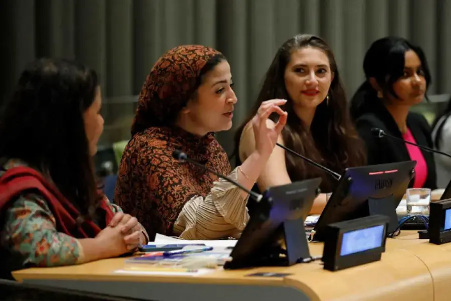 Youth leaders speak the Generation Equality Midpoint Moment, United Nations Headquarters, New York, 17 September 2023. Photo: UN Women/Ryan Brown.