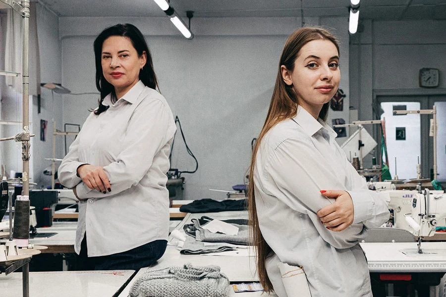 In Lviv, scientist, lawyer, public activist, and human rights defender Iryna Periv (pictured at right) and Iryna Andrusiak,  lawyer and researcher specializing in gender issues (pictured at left), run a business with a goal of making “lingerie about health, not sexualization.” Photo: UN Women/Nadia Berska
