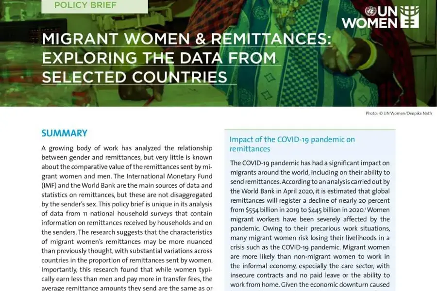 Migrant women and remittances: Exploring the data from selected countries