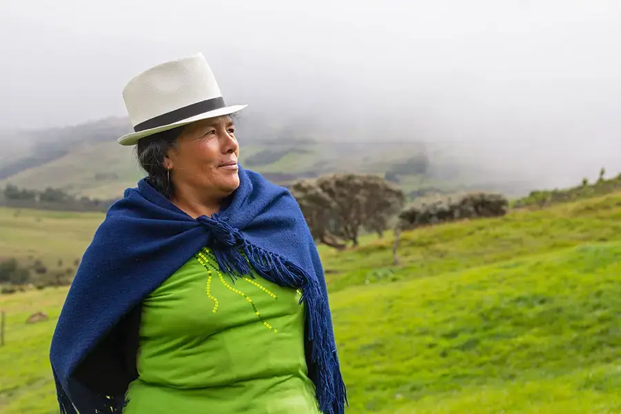 Zoila Dolores Piedra Guamán is a farmer and homemaker from Puculay, in the Azuay province. Photo: UN Women/Jerónimo Villarreal