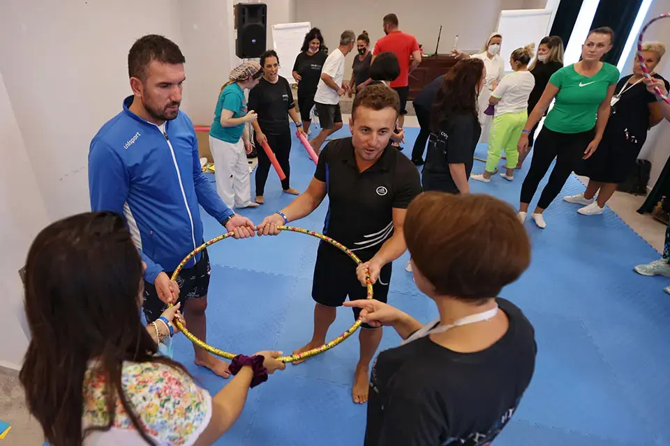 High school teachers from Durres, Tirana, Kavaja and Lezha participate in Empowerment through self-defense (ESD) training.   Photo:  UN Women Albania