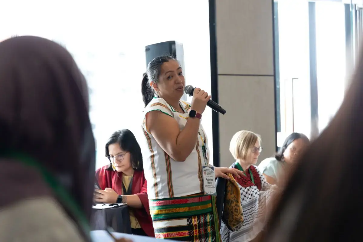 Robie Halip speaking at the “Regional Conference Highlighting the Voices of Indigenous Women and Youth for a Just and Sustainable Energy Transition”. Photo Courtesy of the Right Energy Partnership with Indigenous Peoples