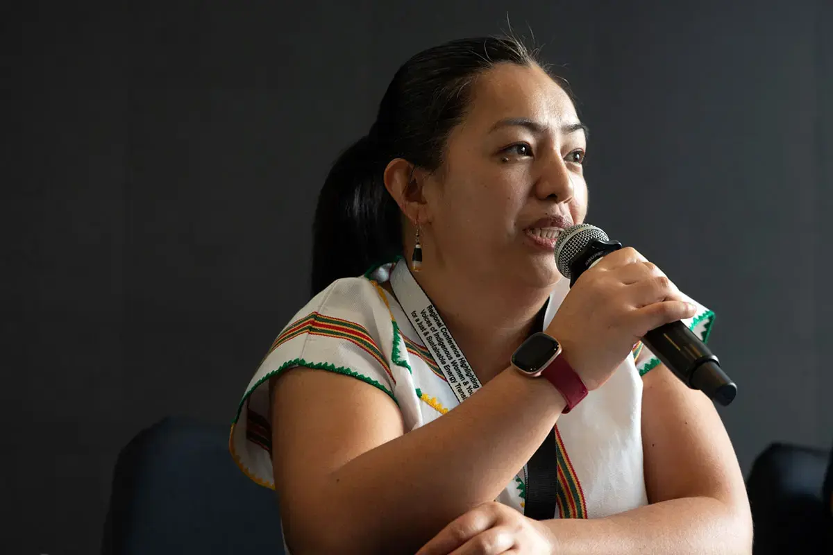 Robie Halip at the “Regional Conference Highlighting the Voices of Indigenous Women and Youth for a Just and Sustainable Energy Transition” co-organized by UN Women in Bangkok, Thailand in September 2024.  Photo Courtesy of the Right Energy Partnership with Indigenous Peoples