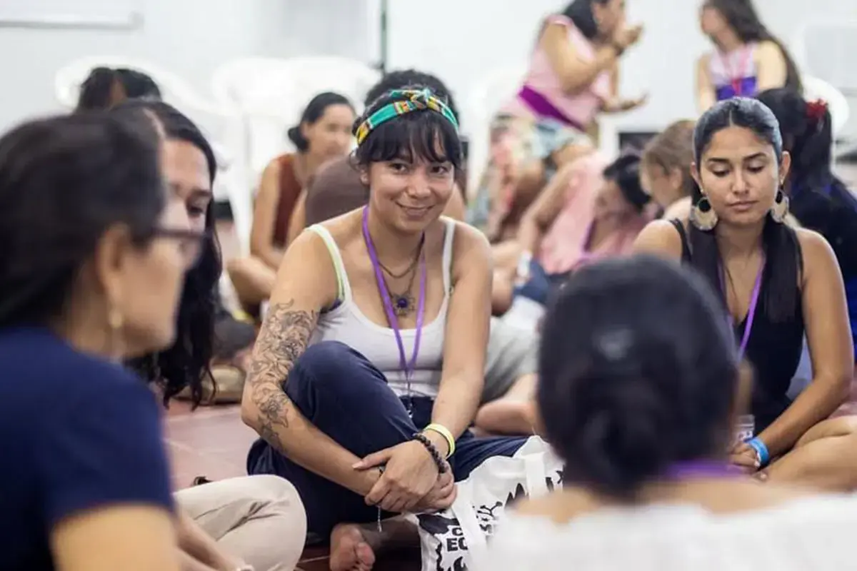 Grecia Tardío at the First Ecofeminist Camp, Colombia, January 2025. Photo: Diana Rey Melo. 