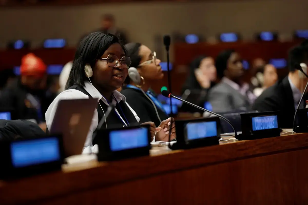 A youth leader speaks at CSW70