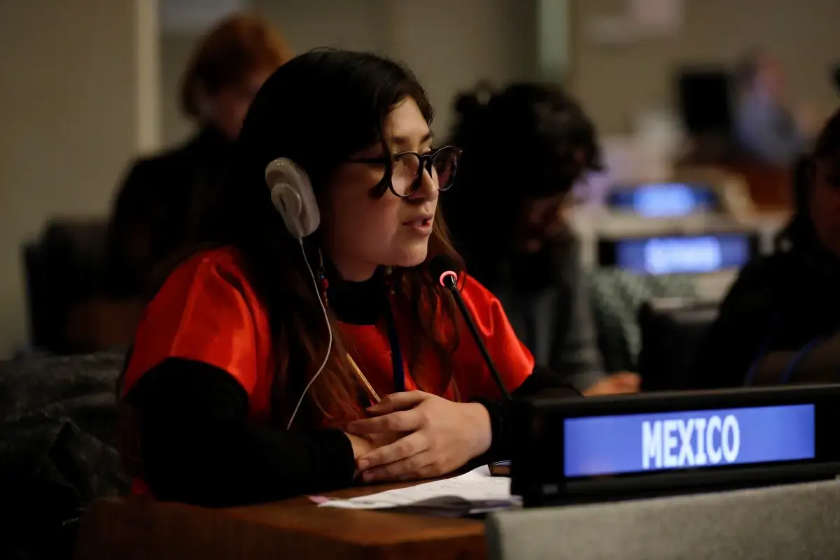 A youth leader speaks at CSW70