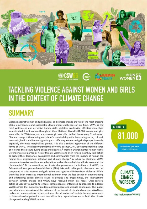Tackling violence against women and girls in the context of climate change