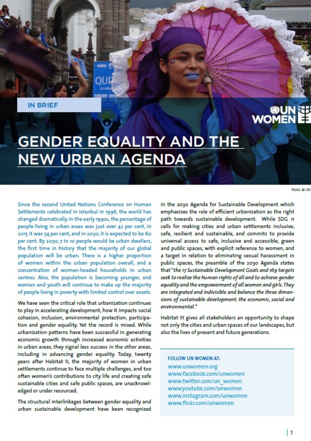 Gender Equality and the New Urban Agenda