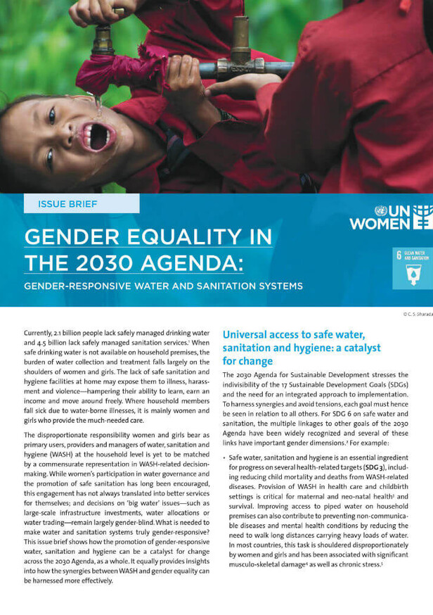 Gender equality in the 2030 Agenda: Gender-responsive water and sanitation systems