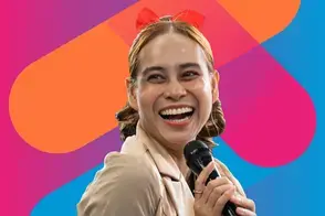 A smiling woman.