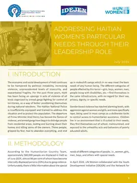 Addressing Hatian women’s particular needs through their leadership role