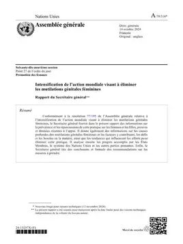 Intensification de l’action mondiale visant à éliminer les mutilations génitales féminines : Rapport du Secrétaire général (2024)