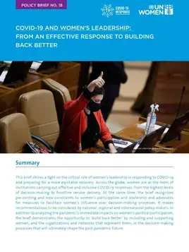 COVID-19 and women’s leadership: From an effective response to building back better
