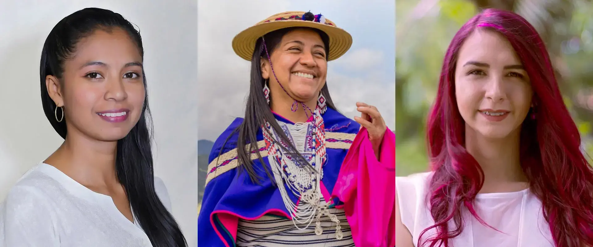 collage of portraits of María Camila Suárez,  Mercedes Tunubalá and  Johanna Melissa Rodríguez
