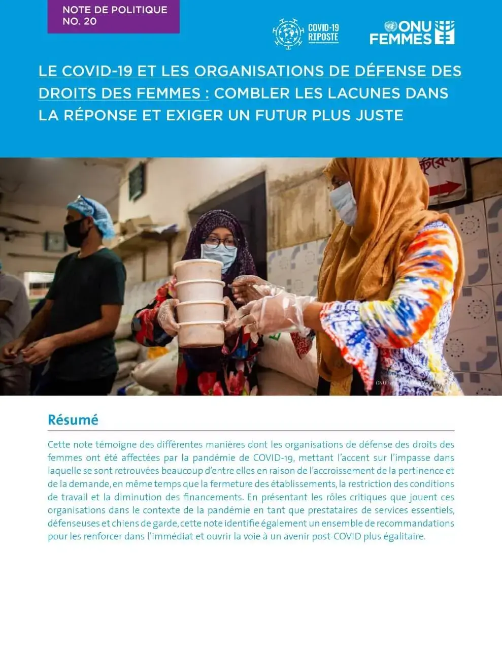 Le COVID-19 et les organisations de défense des droits des femmes : Combler les lacunes dans la réponse et exiger un futur plus juste