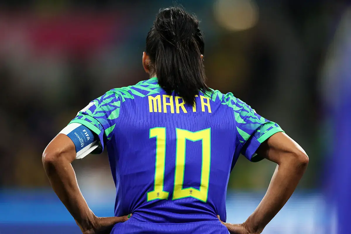 UN Women Goodwill Ambassador Marta of Brazil during the FIFA Women’s World Cup 2023 Group F match between Jamaica and Brazil on 2 August 2023 in Melbourne/Naarm, Australia. Photo: FIFA/Elsa.