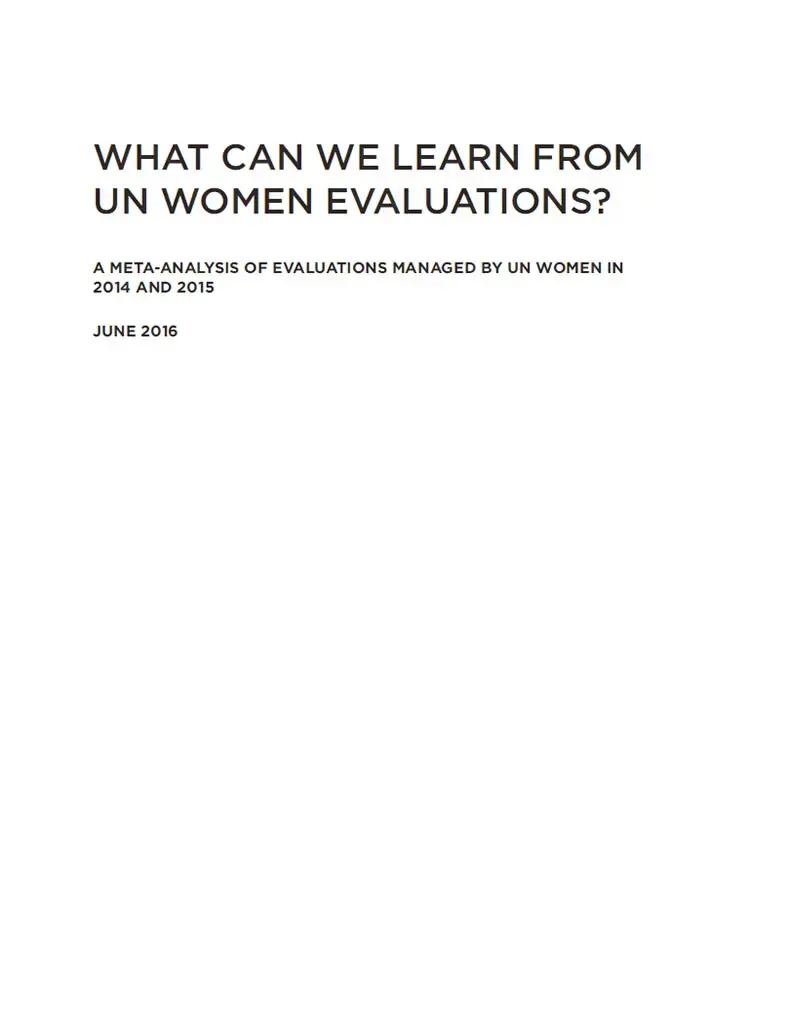 Meta-analysis of evaluations managed by UN Women in 2014 and 2015