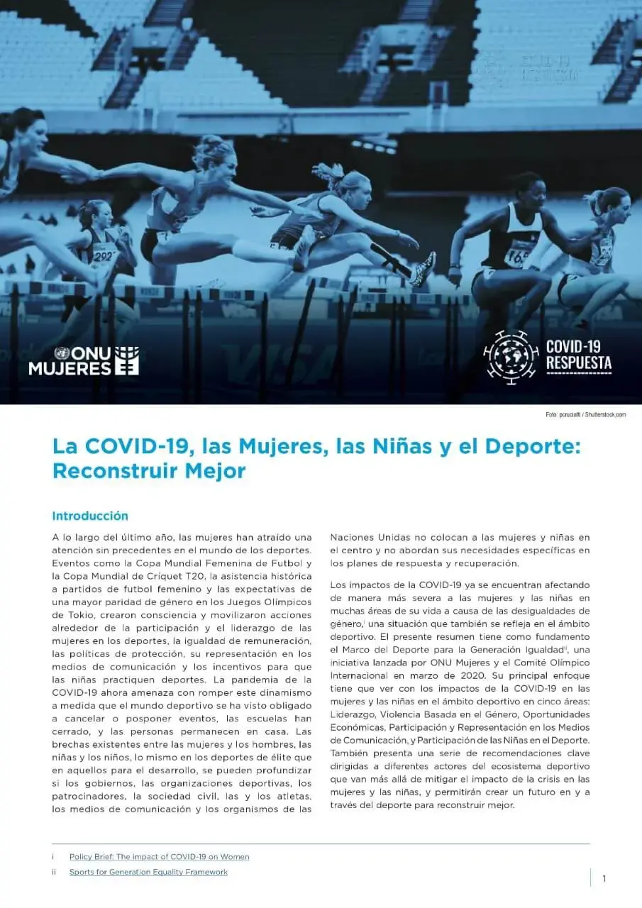 La COVID-19, las mujeres, las niñas y el deporte: Reconstruir mejor